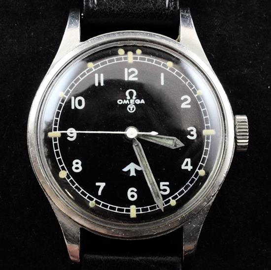 A gentlemans early 1950s stainless steel Omega military issue pilots wrist watch,